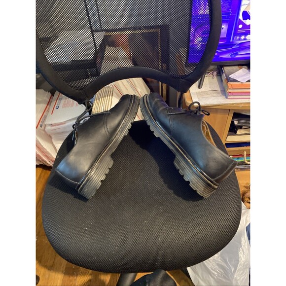 Skechers Mens Size 11 Y2K Shoes Chunky Sole Oxfords Leather‎ Lace Up Black Heavy - Picture 6 of 11